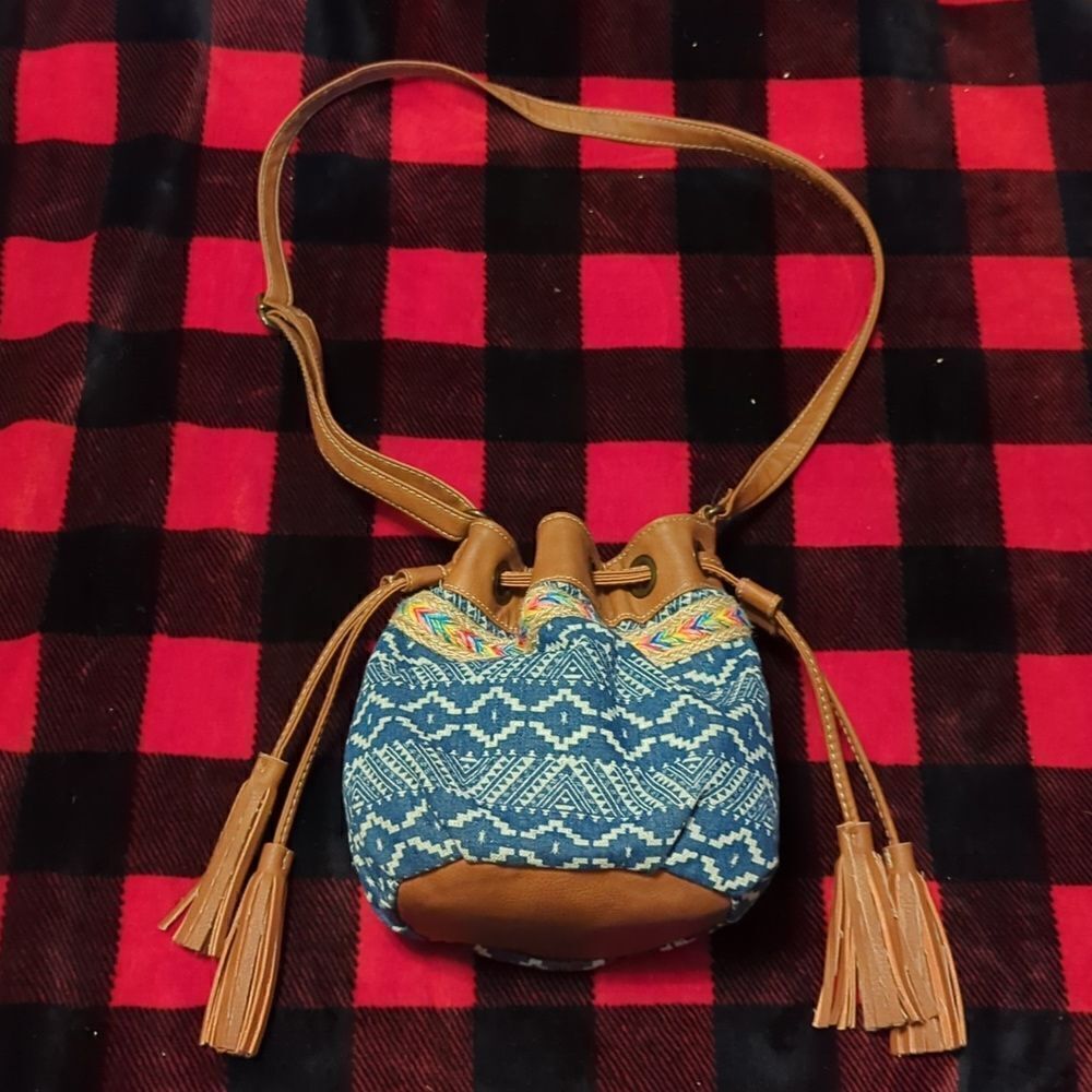 Claire's tassel dre string bucket bag crossbody purse Boho